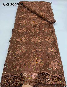 Telas de lujo con cuentas hechas a mano para vestido de novia, <span class=keywords><strong>tela</strong></span> de encaje bordado con lentejuelas - Product Image 6