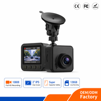 Caméra de tableau de bord IPS 2 pouces 1080P Full HD à objectif unique, 140 °   DVR à super condensateur grand angle, capteur G, enregistrement en boucle, usine OEM