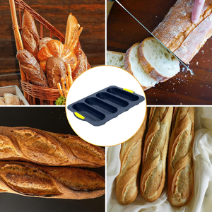 4-Slot Heat Resistant <b>Silicone</b> Loaf Pan Molds Toast & Cooking Baguette Pan <b>Baking</b> <b>Silicone</b> Mold Cake Tools - Product Image 2