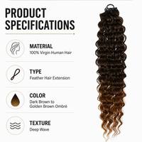 Extensions de tresses réutilisables en cheveux vierges, faciles à poser, 55g, bouclées, Miracleburmese Feathers, tissage simple au crochet, cheveux humains – Meilleures ventes