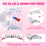 2 paires de faux cils réutilisables étanches double face avec logo personnalisé et aimants légers avec clip Cils magnétiques 3D