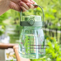 Bouteille d'eau portable grande capacité pour étudiants et enfants, avec paille double usage, design minimaliste moderne et cordon de transport