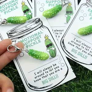 2025 sıcak satış mal promosyon duygusal destek turşu anahtarlık komik reçine salatalık Charm İlham mesaj ile - Product Image 4