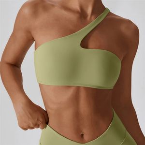 Soutien-gorge de sport personnalisé pour femme, doux, asymétrique à une épaule, uni, dos nu, pour la gym, le fitness et l'entraînement - Product Image 6