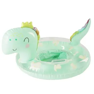 Yeni tasarım dinozor bebek şişme yüzme simidi koltuk çocuklar ile şamandıra halkası şişme dinozor havuz şamandıra binmek-on