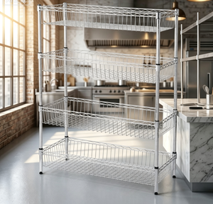 Estante de Almacenamiento Decorativo de Malla de Aluminio, Estantería Soldada de Alta Resistencia de 4 Niveles para Organización de Cocina y Garaje - Product Image 1