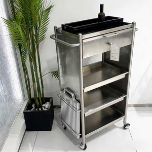 Chariot de Salon de Beauté Multifonctionnel Spécial pour Salon de Coiffure, Chariot de Service à Pousser en Acier Inoxydable Épaissi pour Salon de Coiffure - Product Image 1
