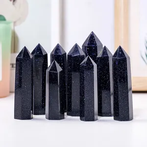 Wholesale Crystal Crafts Reki Gemstone Energy Semi-precious Blue Sand Point For Decoration
