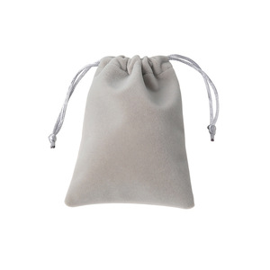 Grey Velvet <b>Drawstring</b> <b>Pouch</b> Jewelry Packaging Bags Rectangular Fabric Inner Storage With Printing Custom Logo Wholesale - Product Image 5