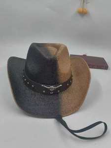 Sombrero Mexicano Enrollable de Ala Ancha, Estilo Vaquero, de Paja Tejida, para Verano y Playa, con Pintura en Aerosol, Estilo Vaquero Occidental - Product Image 4