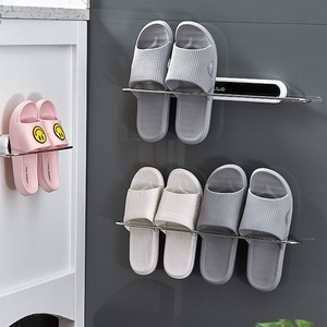 Bathroom Slipper Rack Stainless Steel Suction Cup Wall Mounted Toilet Shoe Storage Solution Rectangle Shape - Product Image 2