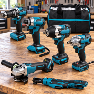 Juego de herramientas a batería de 18 V: destornillador 6 en 1, broca y kit para trabajar la madera; juego de herramientas profesional para reparación de automóviles. - Product Image 1