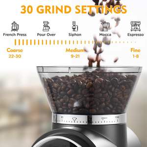 Professional Electric Adjustable Stainless Steel Conical Burr <strong>Coffee</strong> Grinder 30 Precise Grind Settings for French Household - Product Image 2