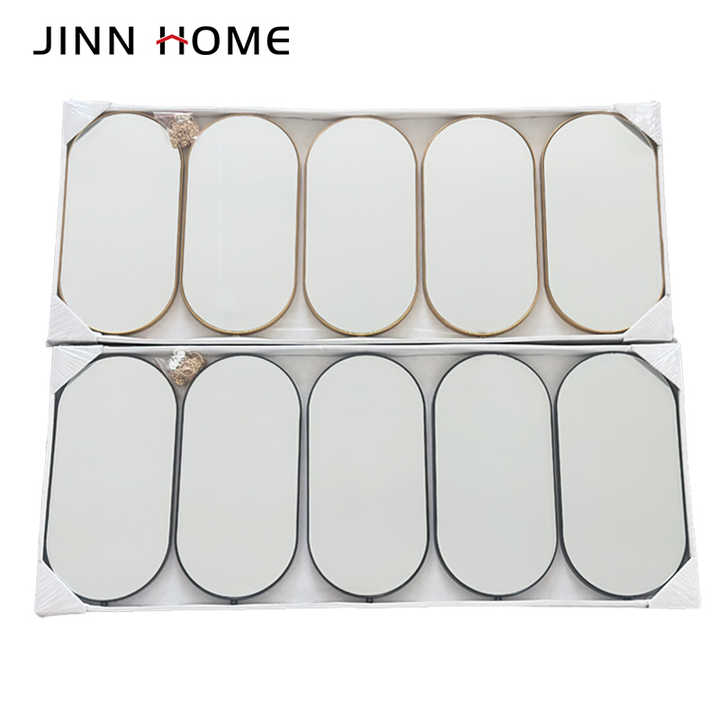 Custom Aluminum Alloy Large Round Black Gold Frame Circle Espejos