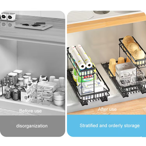 Organisateur de <span class=keywords><strong>cuisine</strong></span> à succès : Étagère sous évier à 2 niveaux empilable avec tiroir de rangement coulissant - Product Image 4