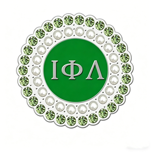 Nuevo Diseño de Broche Redondo de Hermandad Iota Phi Lambda 1929, Broche de Hermandad IPL con Esmalte Verde y Letras Griegas con Pedrería - Product Image 4