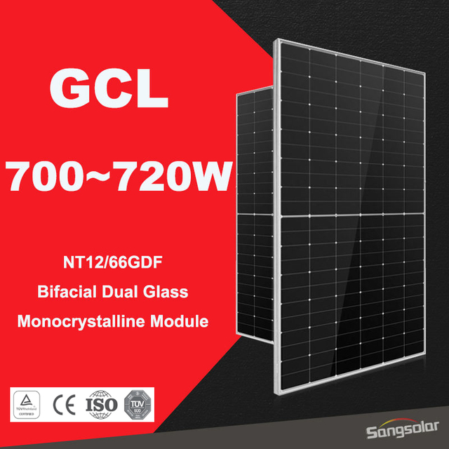 GCL Solar Panel N-type TOPCon Bifacial 700W 720W Double Glass Photovoltaic Modules with TUV CE ISO Certifications for Solar Kits
