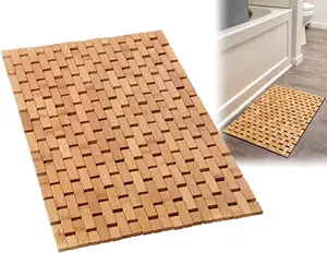 High quality Bamboo Floor Bathroom Mat Non-Skid Bamboo Fiber Foldable Bamboo Bath mat
