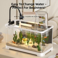 Aquarium écologique de bureau en plastique incassable à pression négative pour poissons vivants, avec filtre 4-en-1 facile à utiliser - Vente en gros