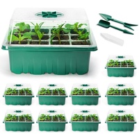 Kit de Germination de Semences pour Jardinage – Lot de 10 Barquettes de Semis en Plastique – Plateaux de Démarrage pour Jeunes Pousses – Kit de Culture en Serre GreenGrow