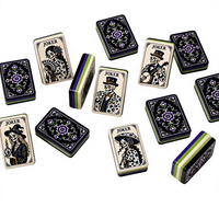JOYF Halloween Ensemble de Mahjong Américain Rétro Floral en Acrylique pour 4 Joueurs, Tuiles de Luxe Thème Gothique, Jeu de Table Festif Universel