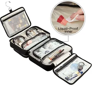 Wholesale Pu Travel Cosmetic Makeup Bag Brush Set Zipper Bag Makeup Train Case