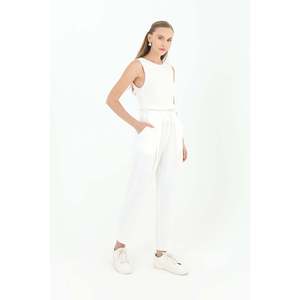 <span class=keywords><strong>Pantaloni</strong></span> da Donna Puane con Cintura, Vestibilità a Carota, Vita Alta, Casual, Color Ecru, per Ufficio e Streetwear, Comodi ed Eleganti - Product Image 1
