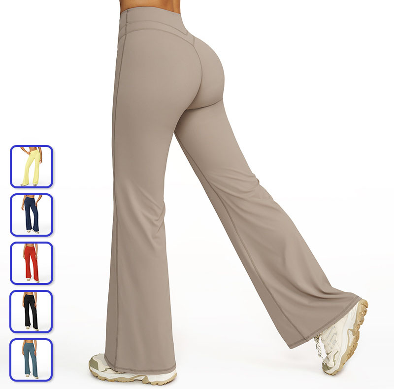 2025 New Trend Women Workout Gym Sports Wear Nude Feeling High Waist Stretchy Athletic Fitness Flared Yoga Pants for Women