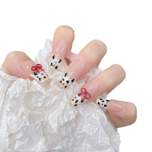 Lot de 10 <span class=keywords><strong>faux</strong></span> ongles à presser de haute qualité, faits à la main, motif français, motif laitier, ongles souples à coller, collection <span class=keywords><strong>automne</strong></span>-hiver - Product Image 4