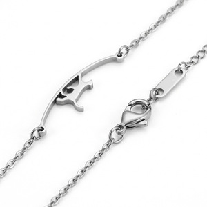 Chaîne de cheville en acier inoxydable avec pendentif chat, couleur argent, forme animale, pour usage décontracté - Product Image 1