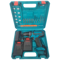 Perceuse à Percussion sans Fil 21V, Batterie au Lithium, Mandrin 10mm, Perceuse Électrique, Kit 24 Pièces