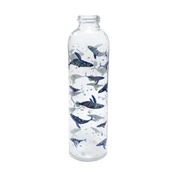 Bouteilles d'eau rondes en verre borosilicaté de 750ml, imprimées sur mesure, avec couvercle