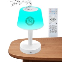 Remote Control lampu meja, pemutar Quran jam Azan cahaya atmosfer Digital portabel pintar