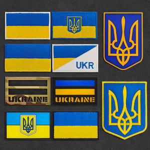 ผ้ากำมะหยี่ปักลายธงยุโรป3D ผ้ากำมะหยี่สำหรับตกแต่งเสื้อผ้าสไตล์ยูเครนตะขอสัญลักษณ์ตรีศูลติดด้านหลัง - Product Image 1