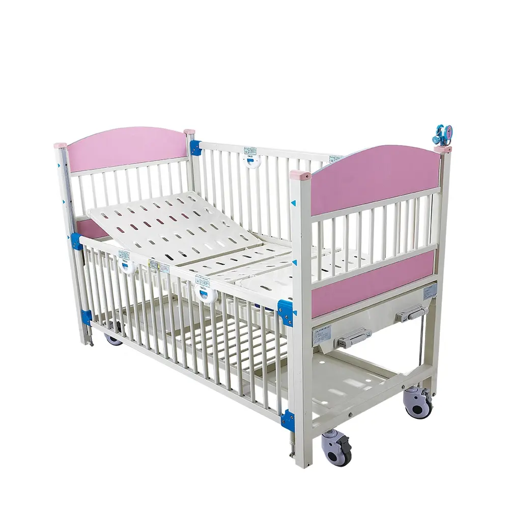 Hoge Kwaliteit Metalen Verpleging Kinderen Bed Ziekenhuis Bed 2 Krukken Handleiding Kinderen Verpleging Medische Bed