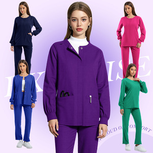 Women's Split Set Uniform Moisture Wicking Long Sleeve <b>Top</b> And Trousers For Caregivers And Postpartum Nannies - Product Image 2