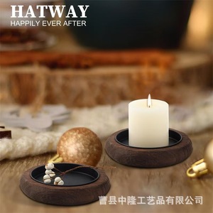 Portavelas de madera redondo de 8 cm, decoración para el hogar de pino, adorno de aromaterapia - Product Image 3