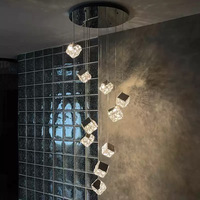 Lámpara de Araña LED Moderna de Lujo, Larga, Giratoria, con Altura Ajustable, para Escalera Dúplex, con Control Remoto, para Vestíbulo de Hotel o Villa