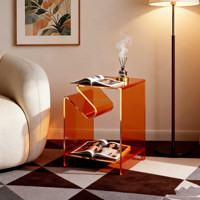Table d'angle moderne personnalisée en acrylique pour salon, table d'appoint pour bureau, espace café, réception, appartement, villa, avec porte-revues