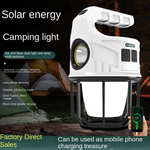 Linterna portátil con energía solar para acampar, linterna recargable USB tipo C, lámpara para tienda de campaña, luces de emergencia para el mercado nocturno al aire libre - Product Image 2