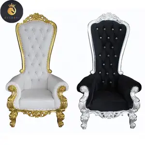 现代黑白天鹅绒新娘新郎沙发古董evyle国王和王后宝座椅子户外婚礼销售