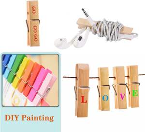 Pinces en bambou à forte adhérence pour vêtements pour les lignes lavage du linge pinces à linge en bois pinces à linge avec ressort hélicoïdal en métal pour le bricolage - Product Image 3