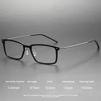 Monture de lunettes en nylon sans vis Linde, design carré rétro, tendance, en titane pur, ultra-légère, 6g, pliable, pour la lecture, unisexe