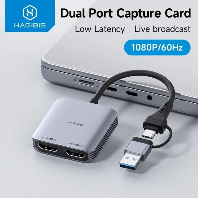 Hagibis Video Capture Card Hdmi-Compatible to USB A/C Recording Card 1080P with 4K Loop Out for Switch xbox Ps4/5 Live Streaming