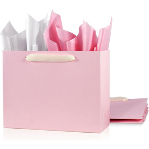 Dossiers en carton avec logo personnalisé imprimé, pelliculage mat, emballage de luxe, sacs cadeaux avec poignée en ruban pour sacs de shopping, votre propre logo - Product Image 1