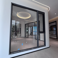 Ventana Abatible Moderna de Vidrio Templado con Marco de Aleación de Aluminio que Ahorra Espacio, con Apertura Lateral para Baño y Villa