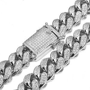 18MM goldene dicke Halskette Armband mit kubanischer Kette voller diamant besetzter europäischer und amerikanischer Hip-Hop-Messing SSCN--087 - Product Image 6