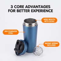 Bouteille shaker à protéines en acier inoxydable de 25 oz, anti-fuite, portable, pour la salle de sport et les sports, avec boule mélangeuse et échelle de mesure