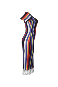 Robe de <span class=keywords><strong>soirée</strong></span> sexy à rayures et col rond avec franges pour <span class=keywords><strong>femme</strong></span>, collection printemps-été, mode féminine - Product Image 2