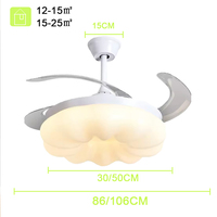 24W E26 E27 Prise 5 Lames Ovales Changement de Couleur Télécommande Mini Ventilateur Ampoule Ventilateur de Plafond de Lumières